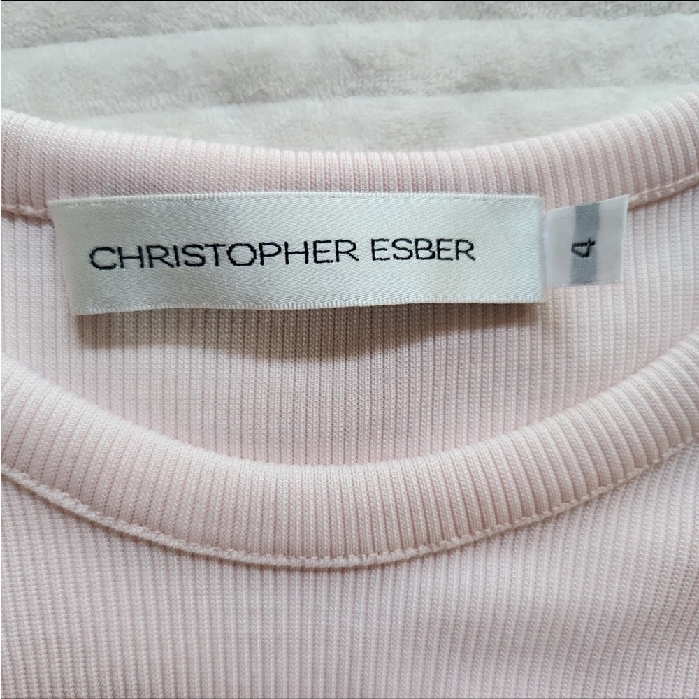 Christopher Esber Chain-linked Rib Knit Crop Top In Blush - Picture 6 of 9